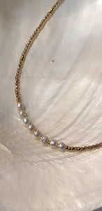 Necklace Gold Quartz Gemstone and 8 Fresh Water Pearls Gold Filled
