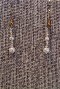 Dangle Earring Moonstone Gemstone and Fresh Water Pearls gold filled