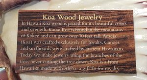 Koa Wood Hook (Large) with Hawaiian tribal design 32" long Adjustable Cord