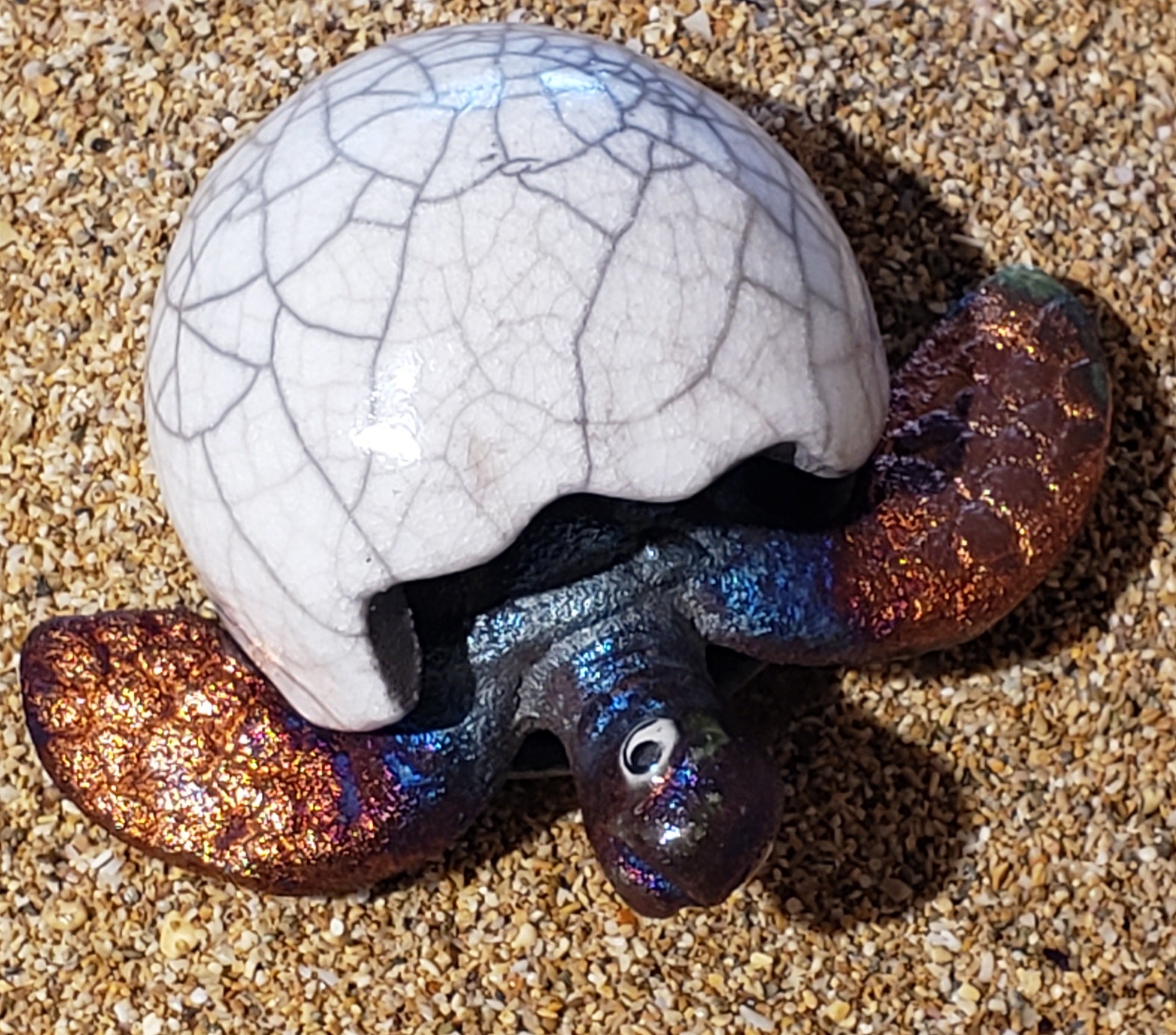 Ceramic Turtle Hatching from Egg 2 3/4" wide