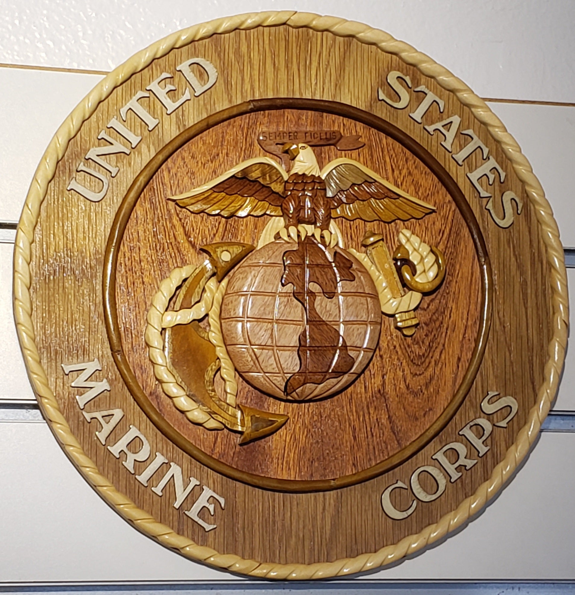 Marine Corp Wood Inlay Wall Hanging 13"