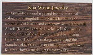 Koa Wood Hook (Arrow) 32" long Adjustable Cord